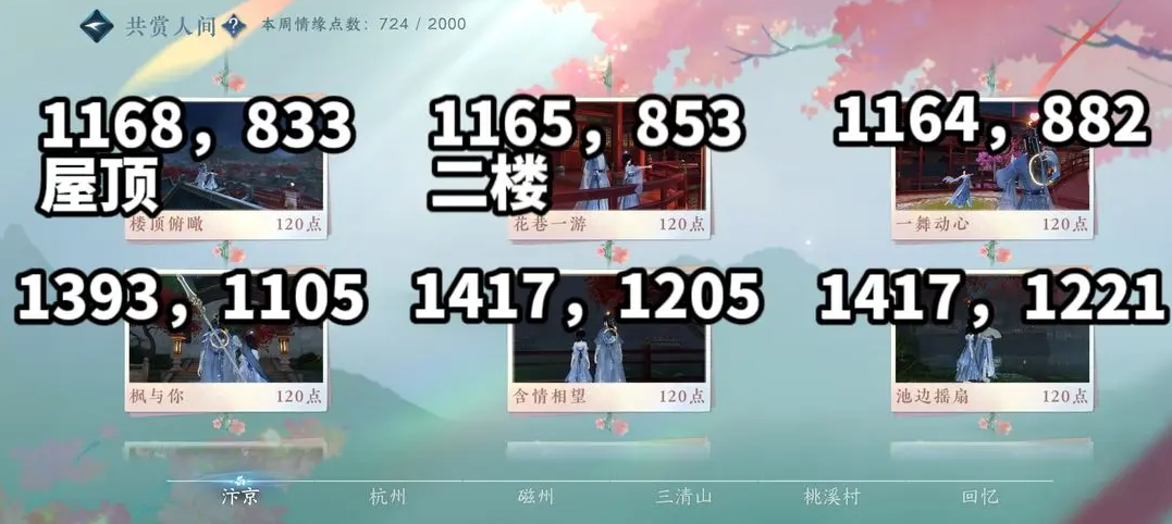 逆水寒手游共赏人间打卡点在哪-情缘任务共赏人间打卡点坐标攻略
